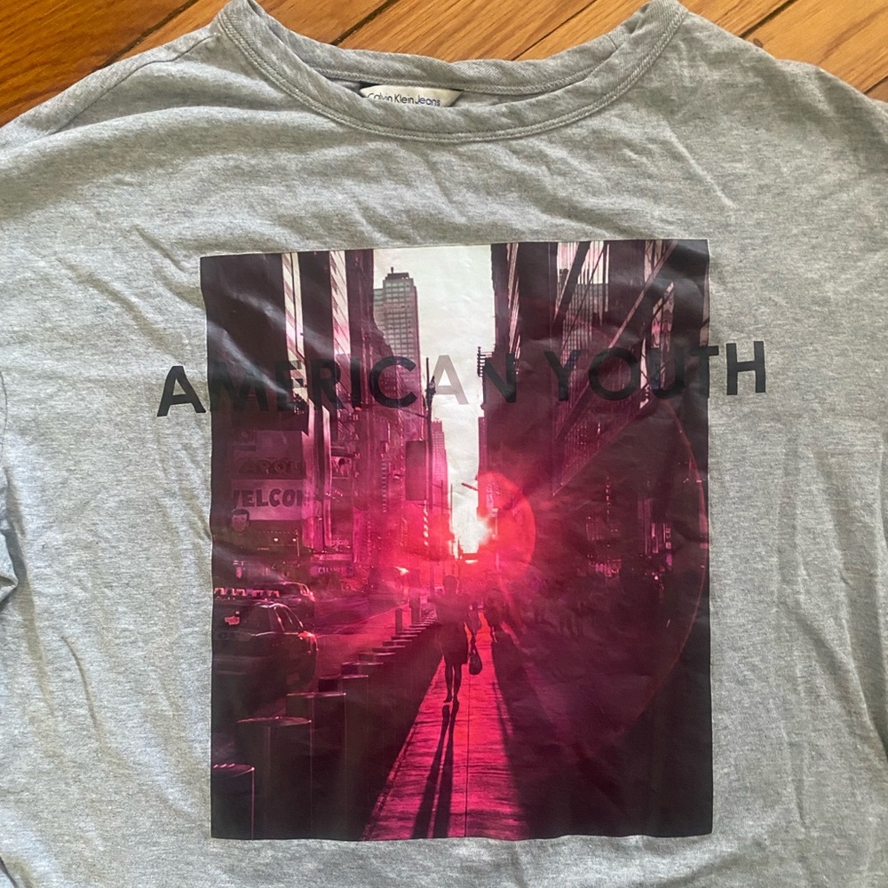 Calvin Klein Jeans American youth graphic cropped t-shirt